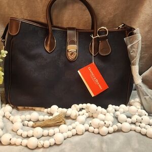 Dooney & Bourke Navy and Brown Satchel. VINTAGE AND NWT!
